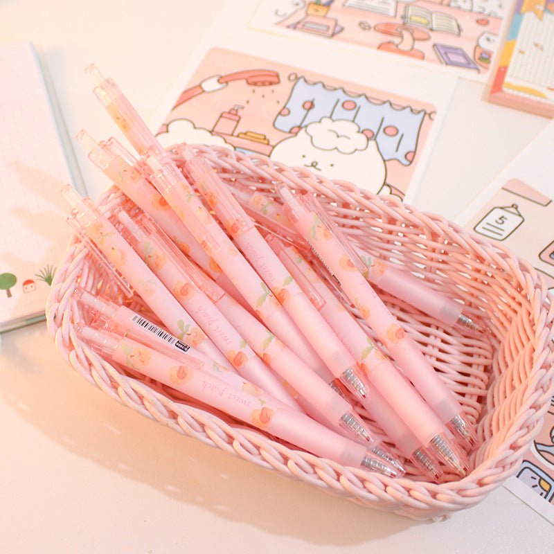 Cute Peach Press Gel Pen Korean Stationery Kawaii Gel Ink Rollerball Pens | Luxury Home Accessories | Heulog Glow