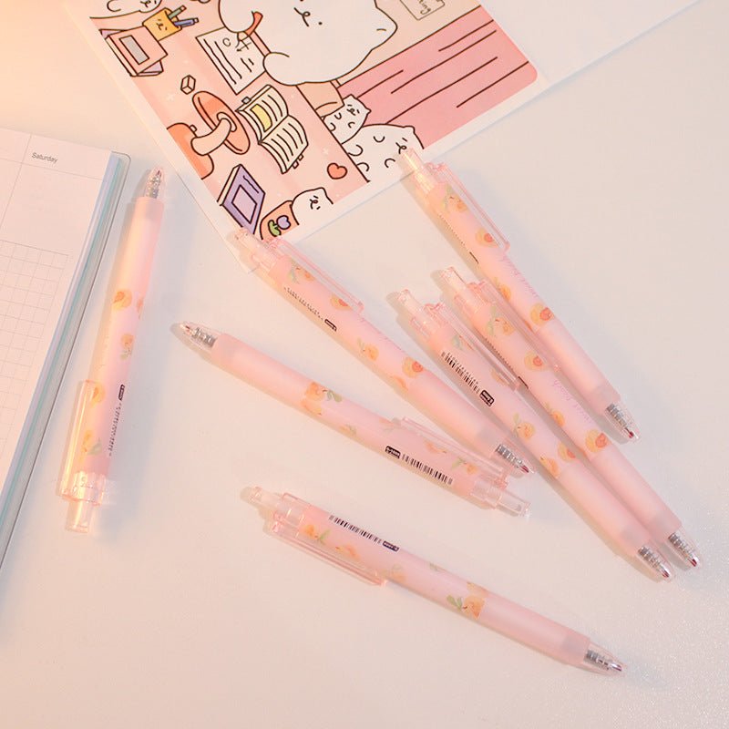 Cute Peach Press Gel Pen Korean Stationery Kawaii Gel Ink Rollerball Pens | Luxury Home Accessories | Heulog Glow