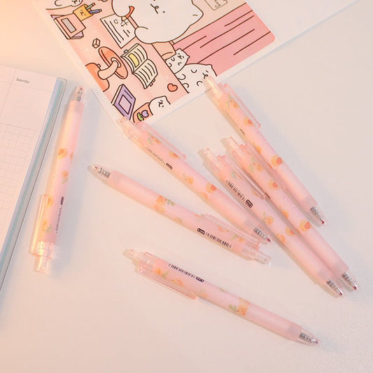 Cute Peach Press Gel Pen Korean Stationery Kawaii Gel Ink Rollerball Pens | Luxury Home Accessories | Heulog Glow