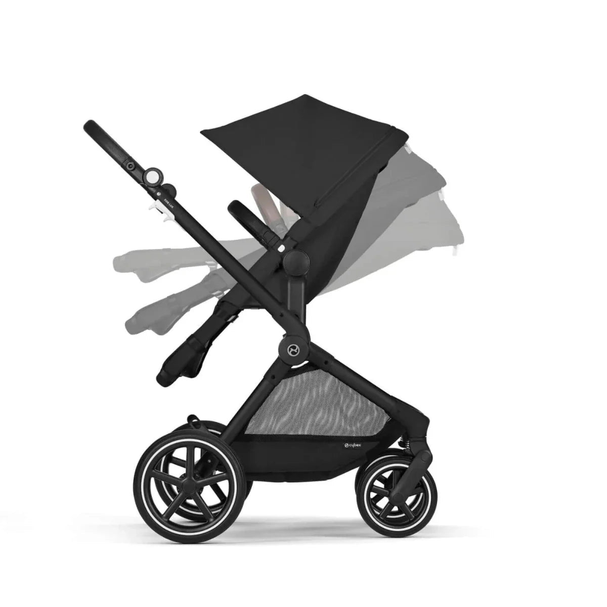 Cybex EOS Lux Silver 2-in-1 Pushchair - Moon Black | Luxury Home Accessories | Heulog Glow