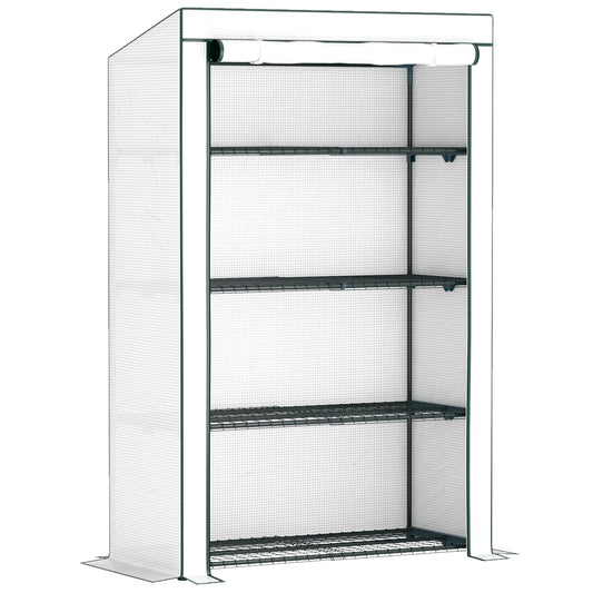Outsunny 4 Tier Lean-to Mini Greenhouse with Reinforced PE Cover