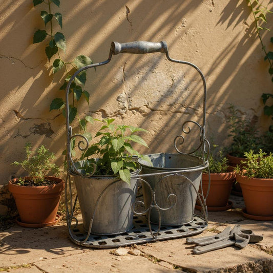 WHITE 2 POT PLANTER