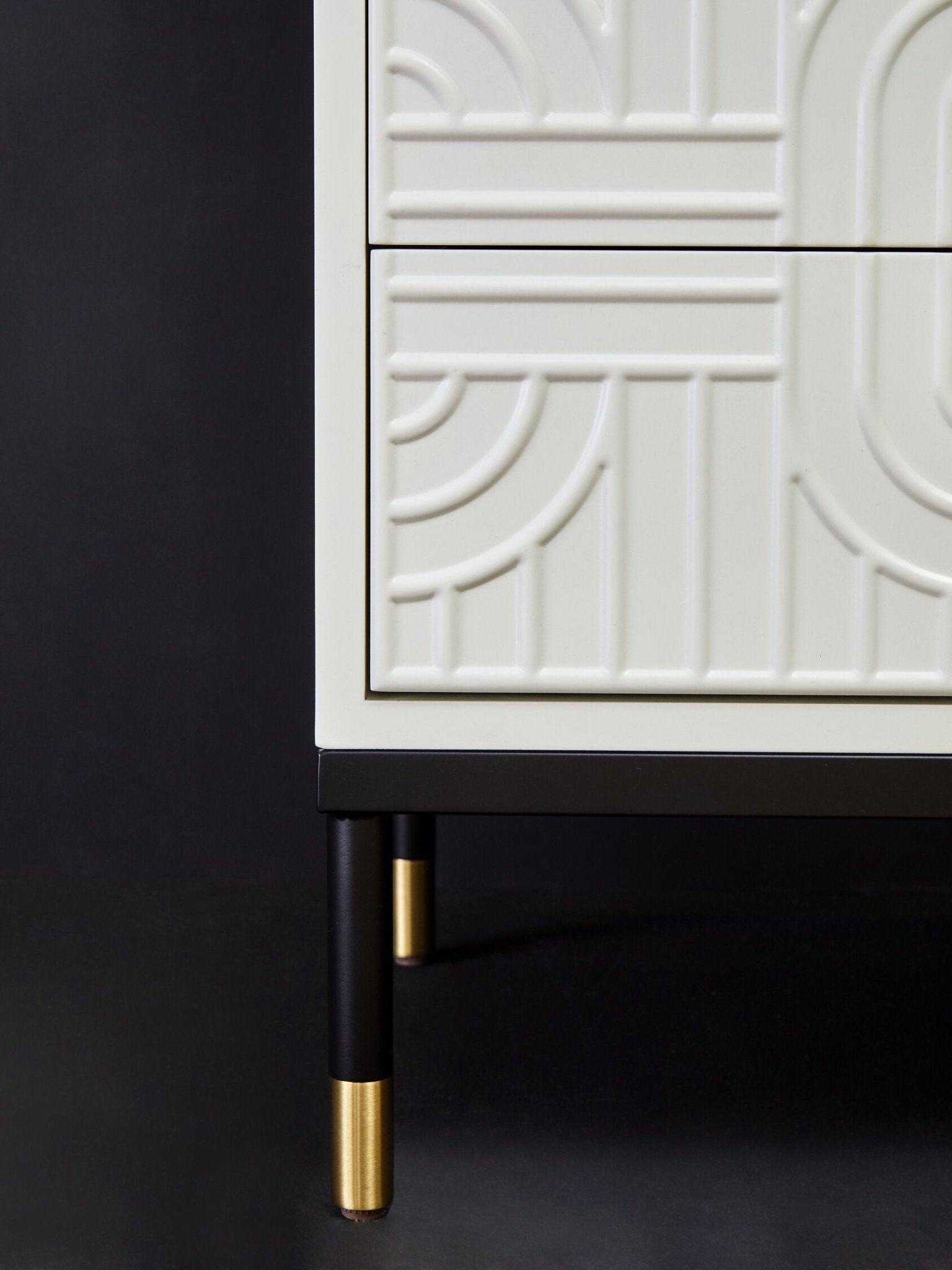 Danta Two Drawer Side Table in Off White | Luxury Home Accessories | Heulog Glow