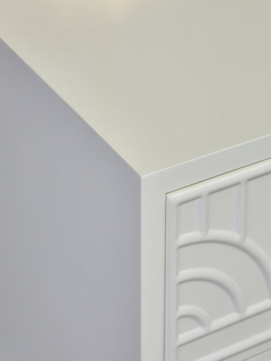 Danta Two Drawer Side Table in Off White | Luxury Home Accessories | Heulog Glow