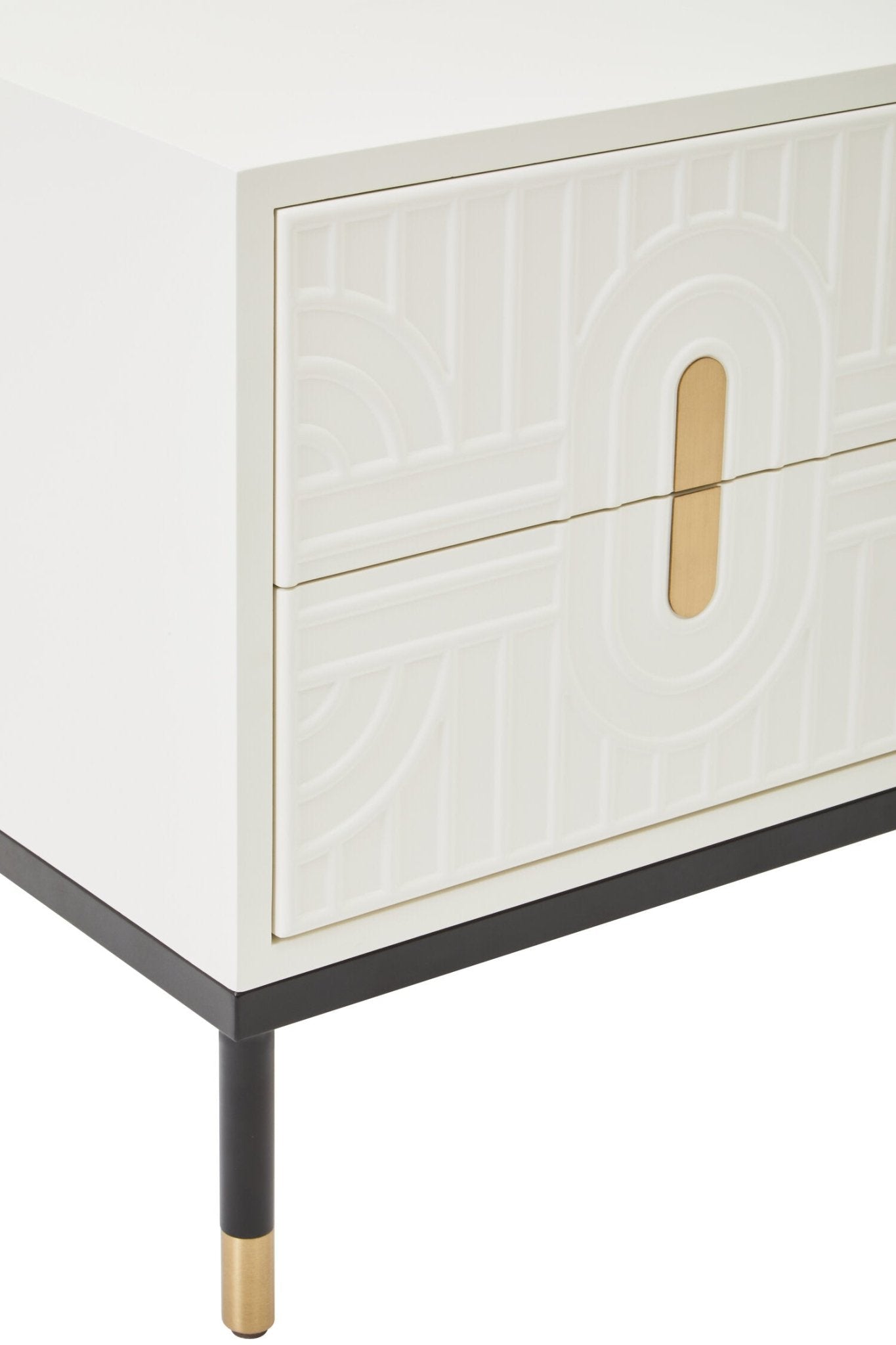 Danta Two Drawer Side Table in Off White | Luxury Home Accessories | Heulog Glow