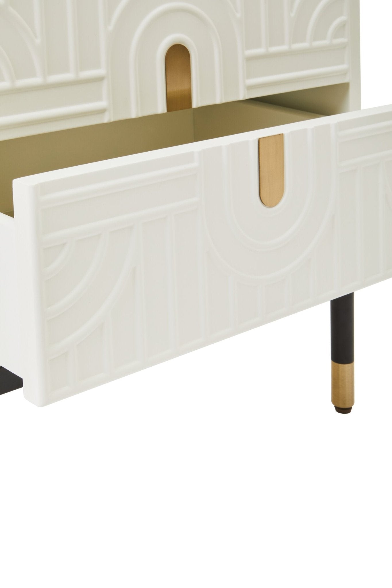 Danta Two Drawer Side Table in Off White | Luxury Home Accessories | Heulog Glow
