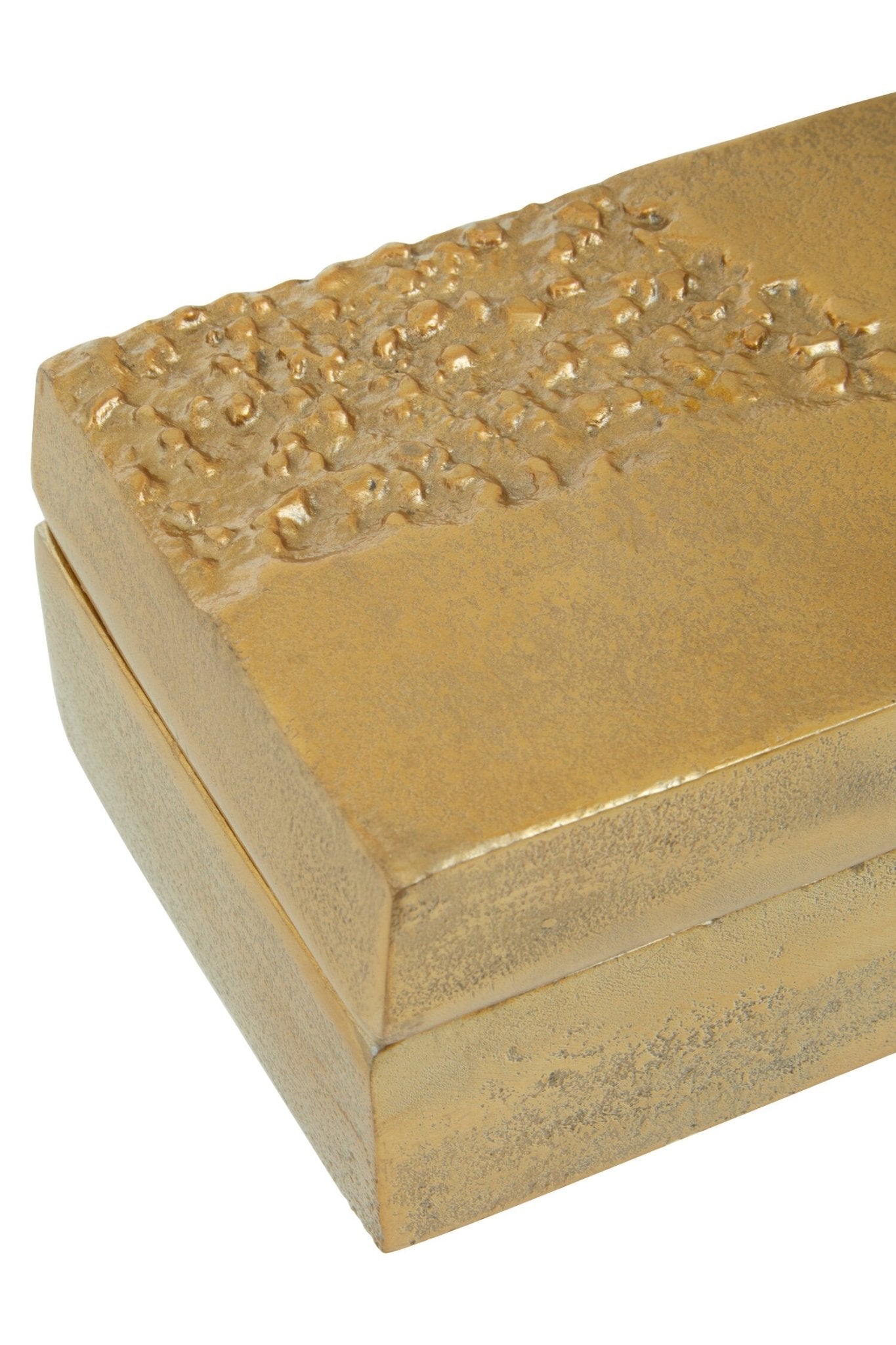 Dante Gold Finish Textured Trinket Box | Luxury Home Accessories | Heulog Glow