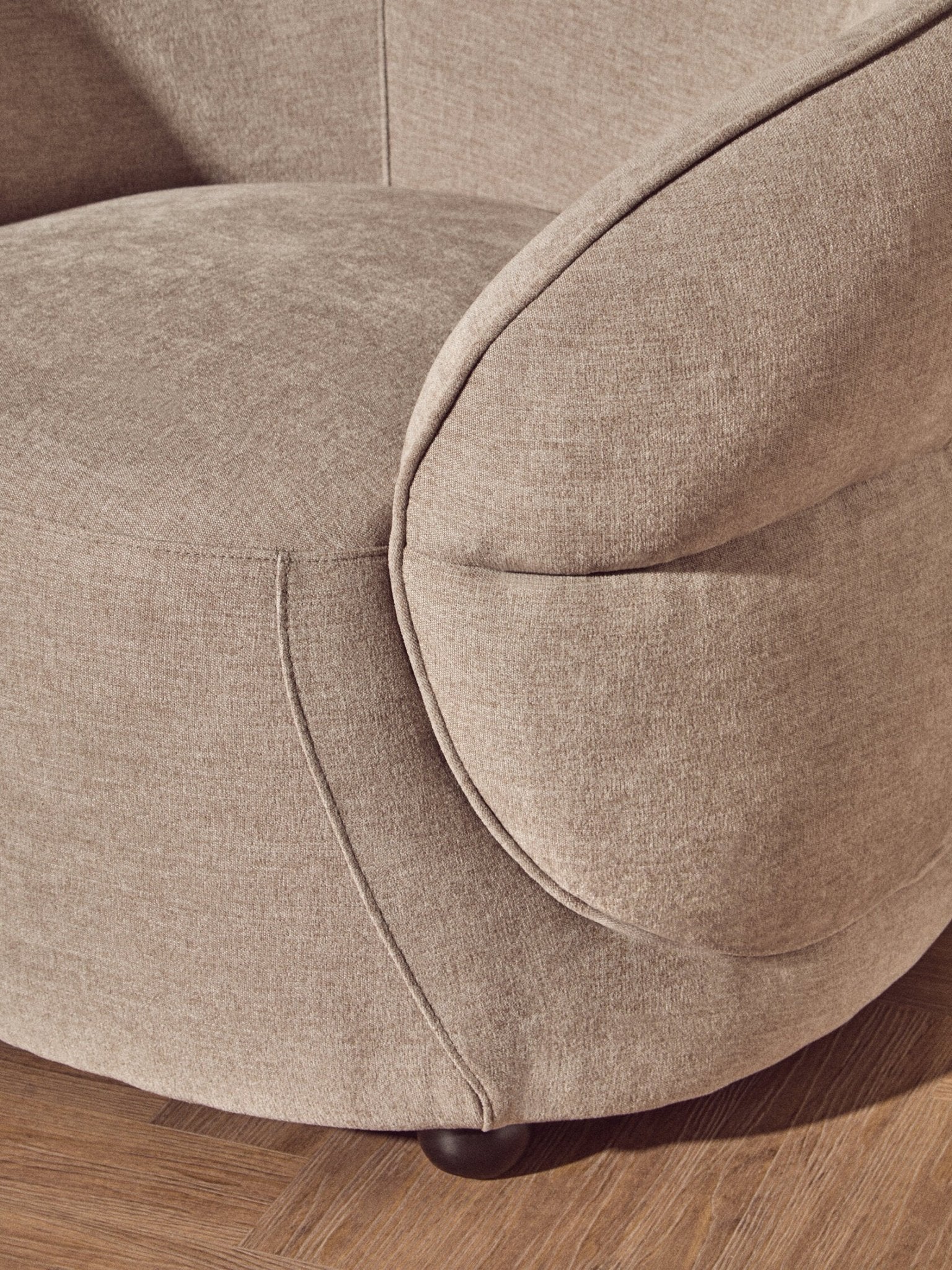 Daphne Taupe Chenille Effect Curved Chair | Luxury Home Accessories | Heulog Glow