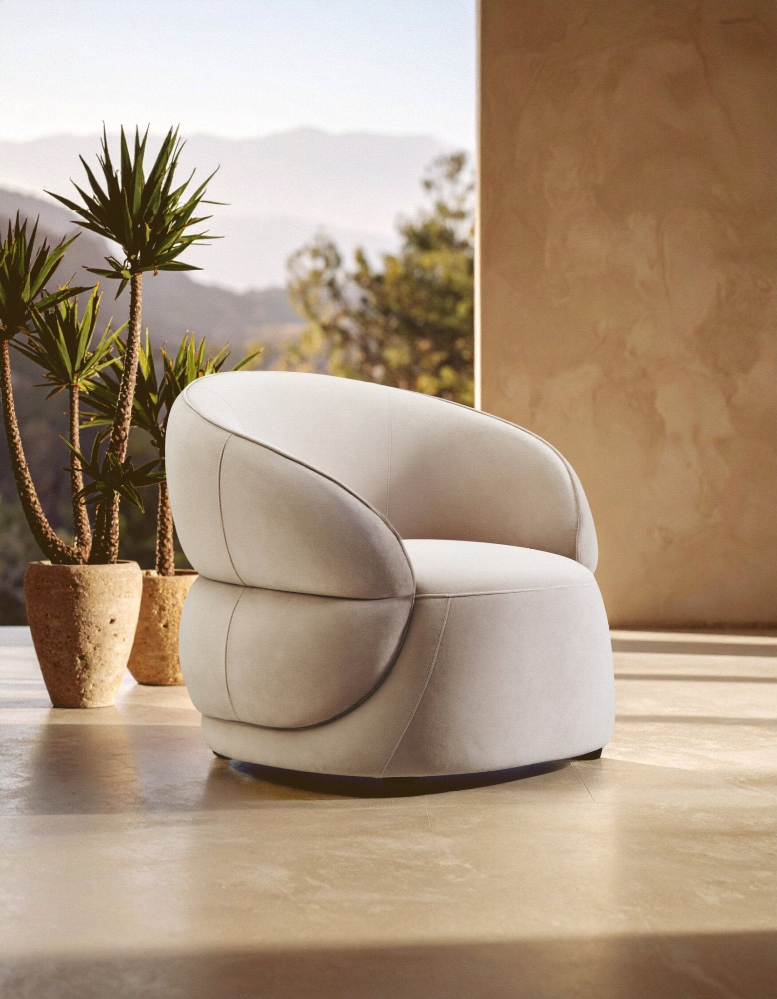 Darla Stone Velvet Curved Chair | Luxury Home Accessories | Heulog Glow