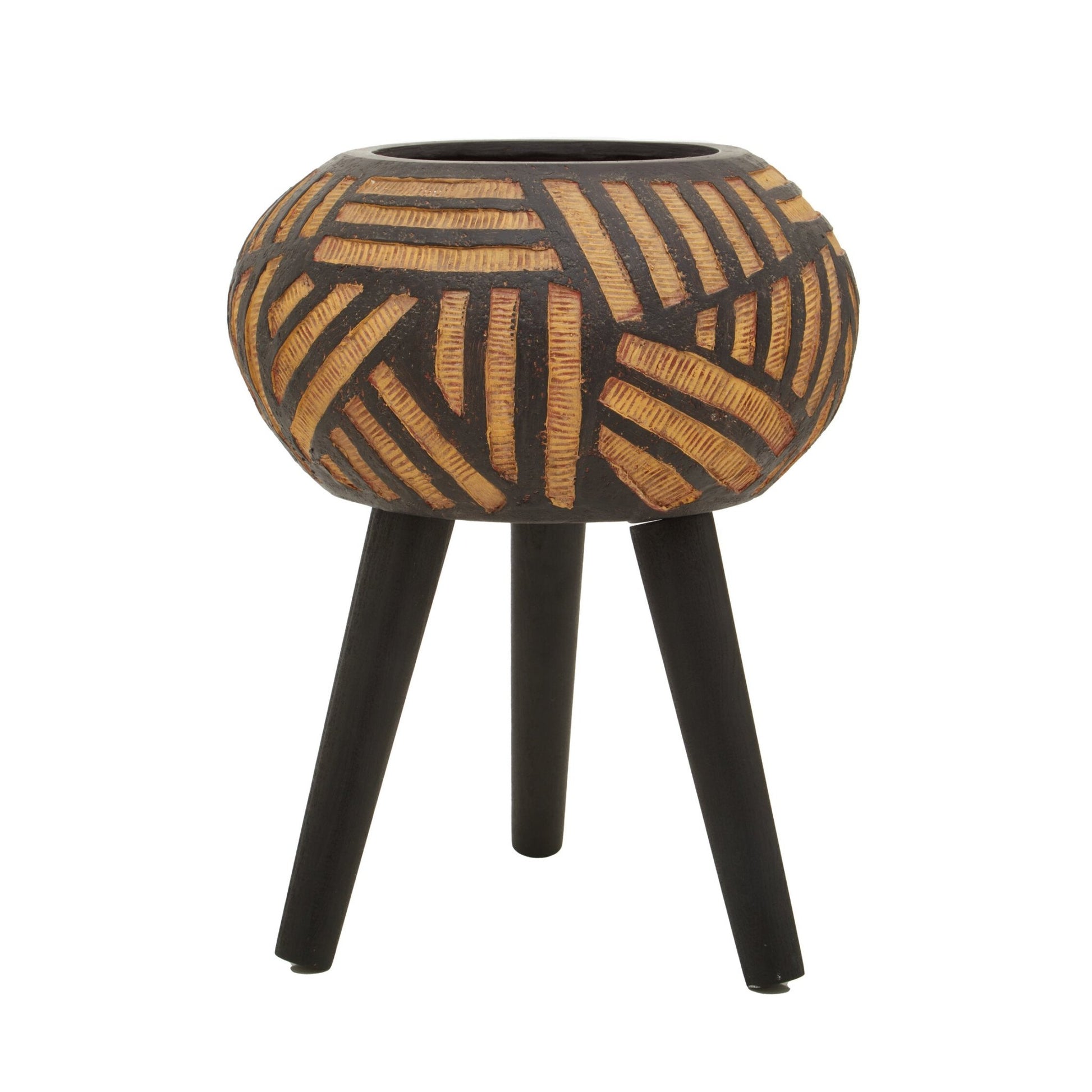 Darnell Natural And Black Tapered Planter | Luxury Home Accessories | Heulog Glow