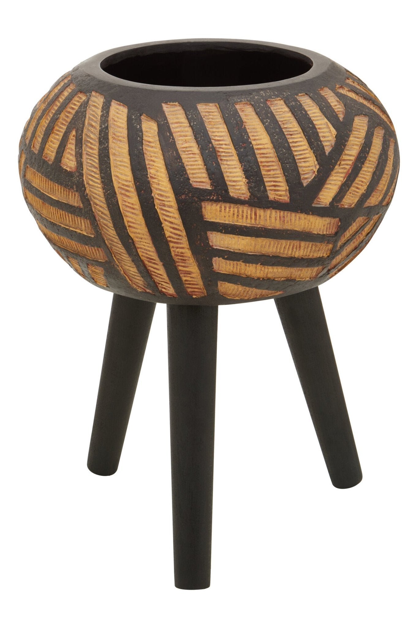 Darnell Natural And Black Tapered Planter | Luxury Home Accessories | Heulog Glow