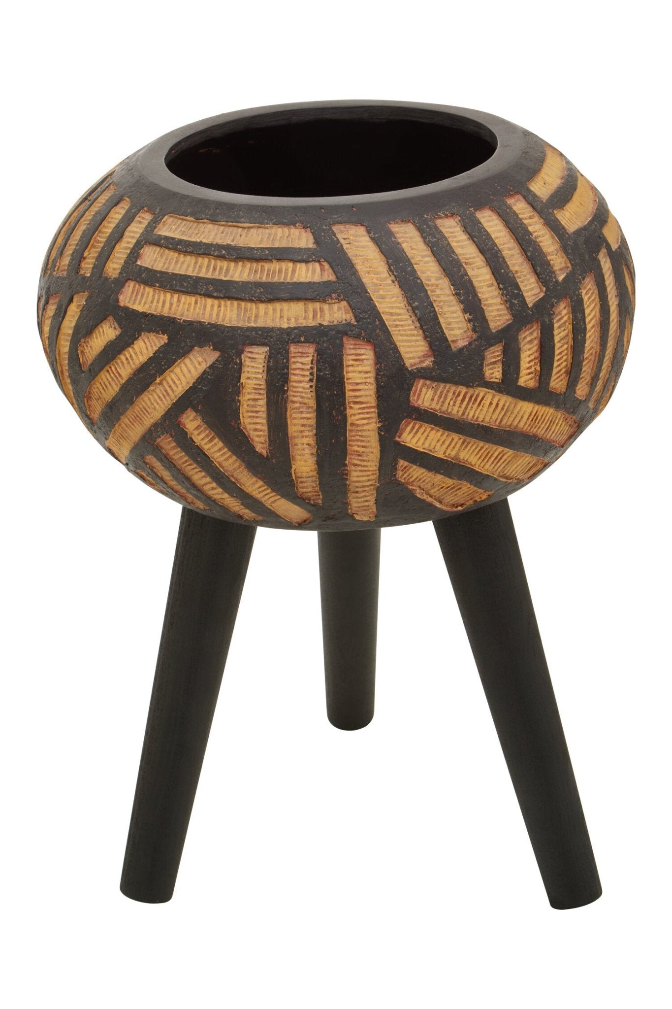 Darnell Natural And Black Tapered Planter | Luxury Home Accessories | Heulog Glow