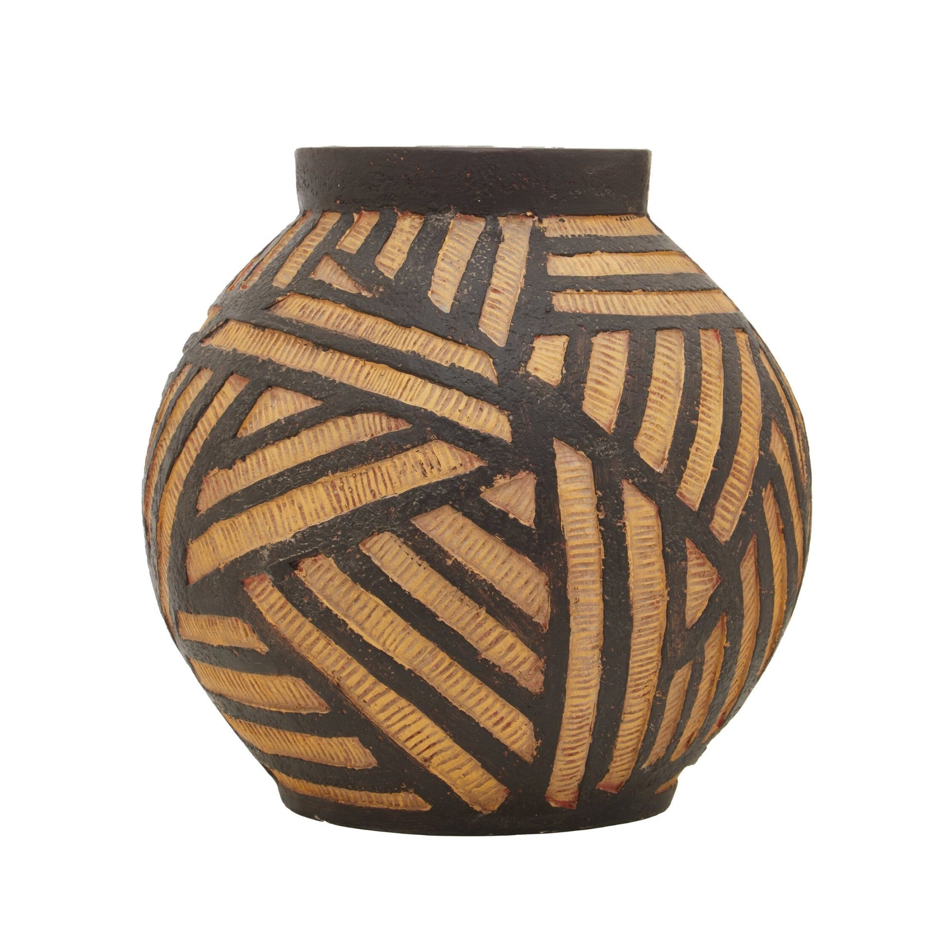 Darnell Round Natural And Black Vase | Luxury Home Accessories | Heulog Glow