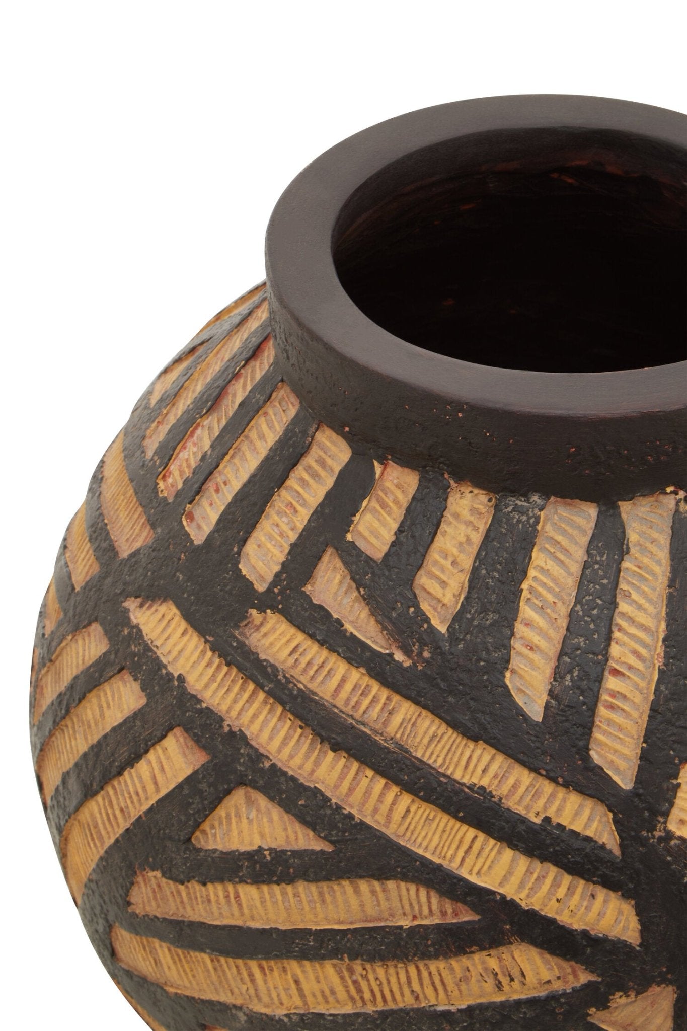 Darnell Round Natural And Black Vase | Luxury Home Accessories | Heulog Glow