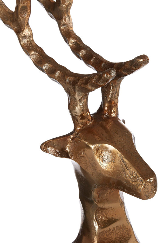 Decorative Gold Finish Sitting Stag | Luxury Home Accessories | Heulog Glow