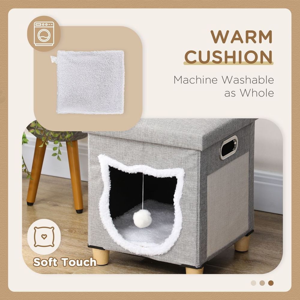 Deluxe PawHut 2-in-1 Cat Bed Ottoman w/ Cushion, Scratching Pad, Handles - Ultimate Cat and Human Comfort! | Luxury Home Accessories | Heulog Glow
