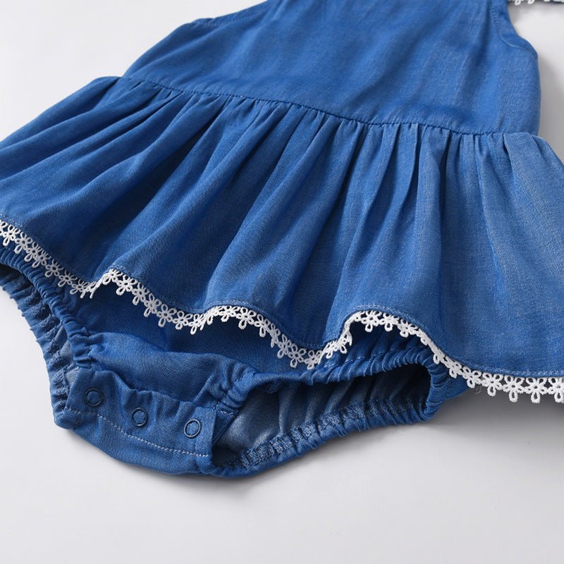 Denim Romper With Hat Sleeveless For Baby Girls | Luxury Home Accessories | Heulog Glow