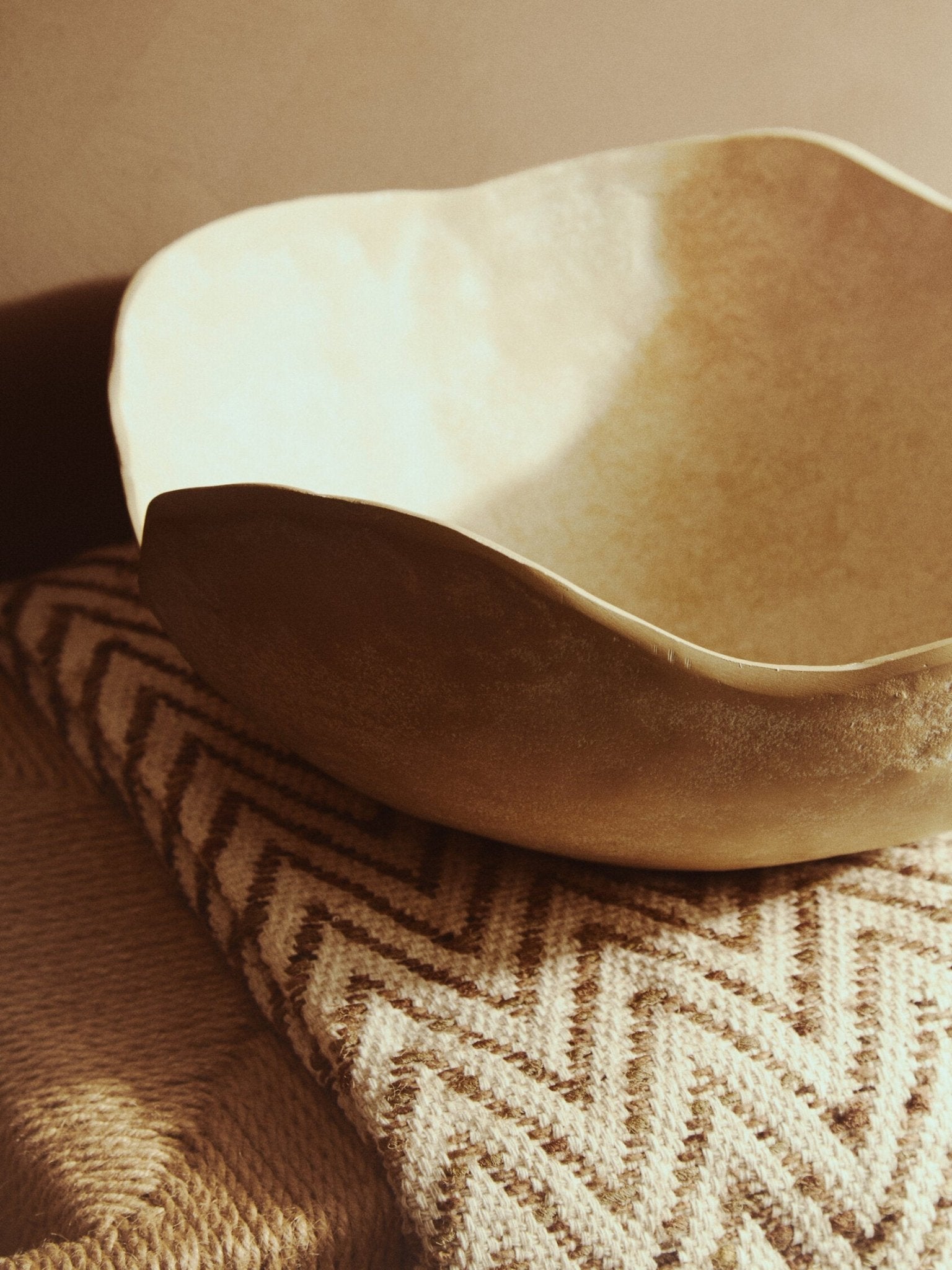 Densita Large Textured Beige Whitewash Bowl | Luxury Home Accessories | Heulog Glow