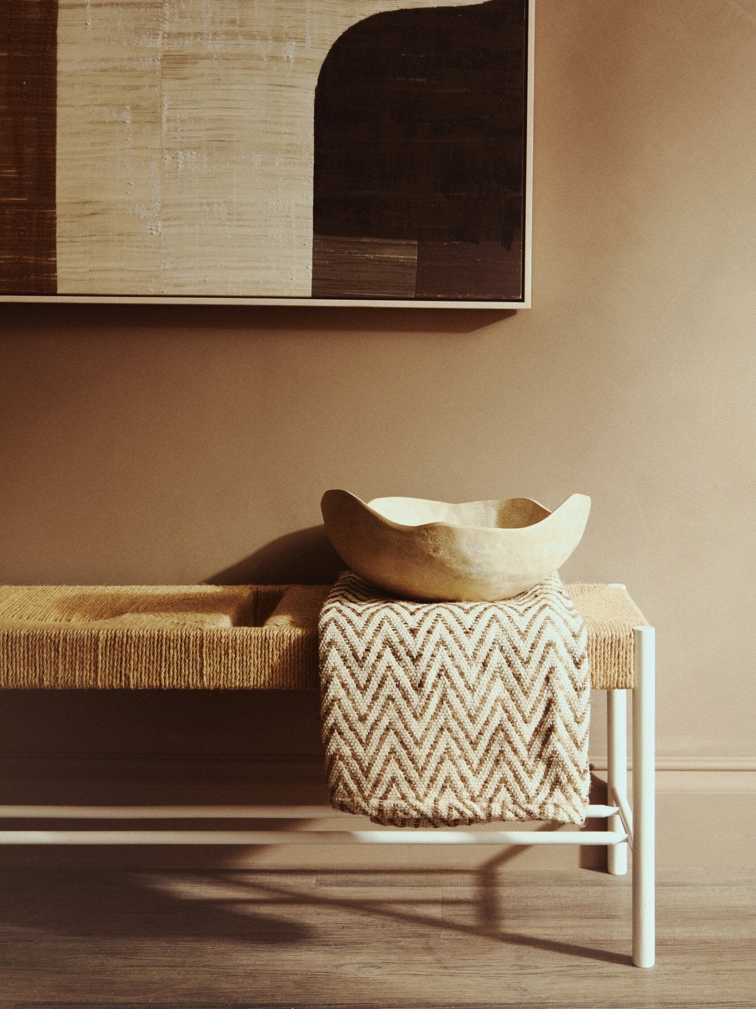 Densita Large Textured Beige Whitewash Bowl | Luxury Home Accessories | Heulog Glow