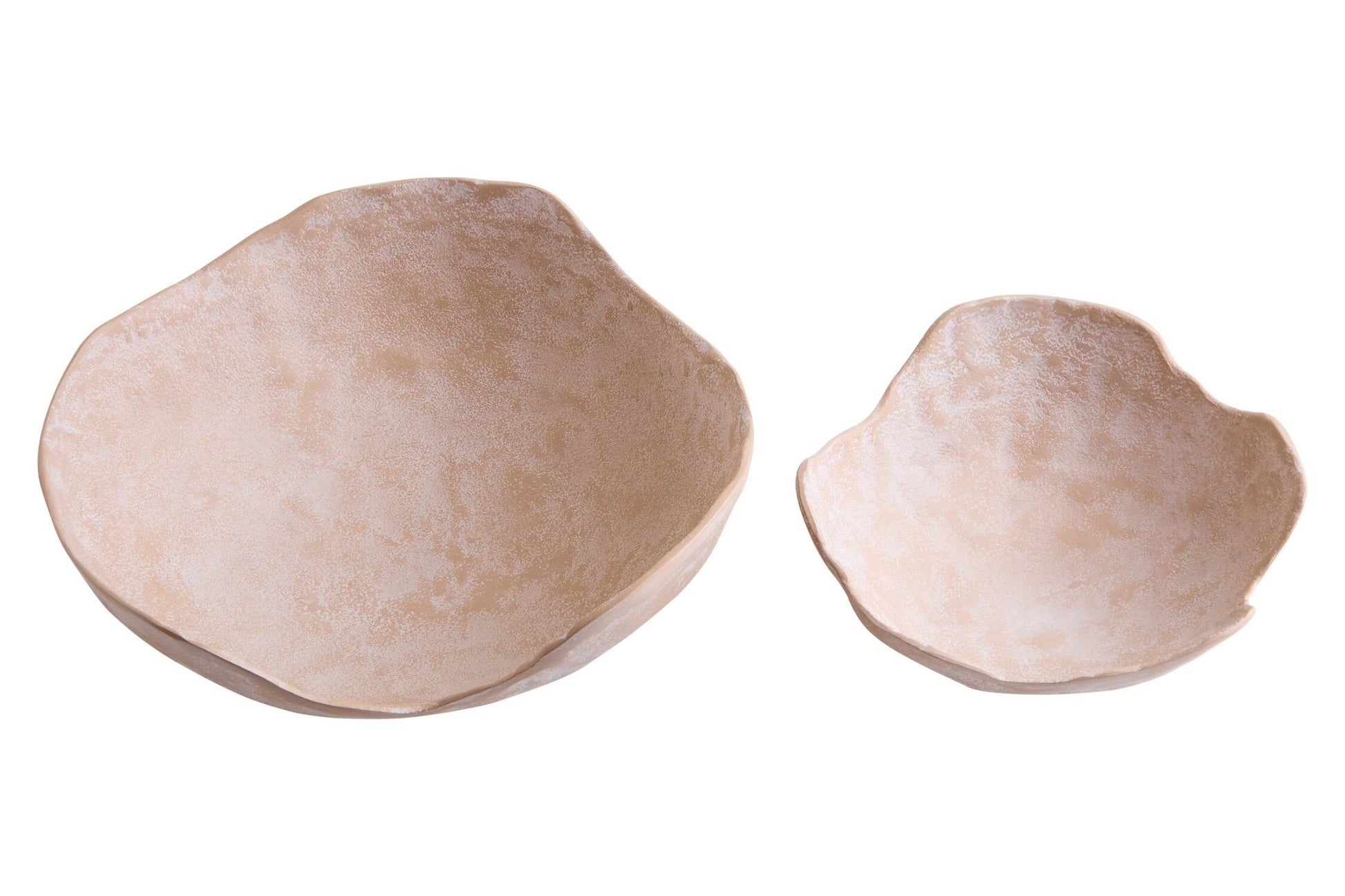 Densita Set of Two Textured Beige Whitewash Bowls | Luxury Home Accessories | Heulog Glow