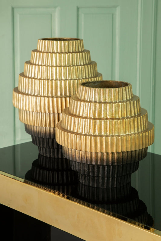 Deomali Large Ombre Gold and Black Vase | Luxury Home Accessories | Heulog Glow