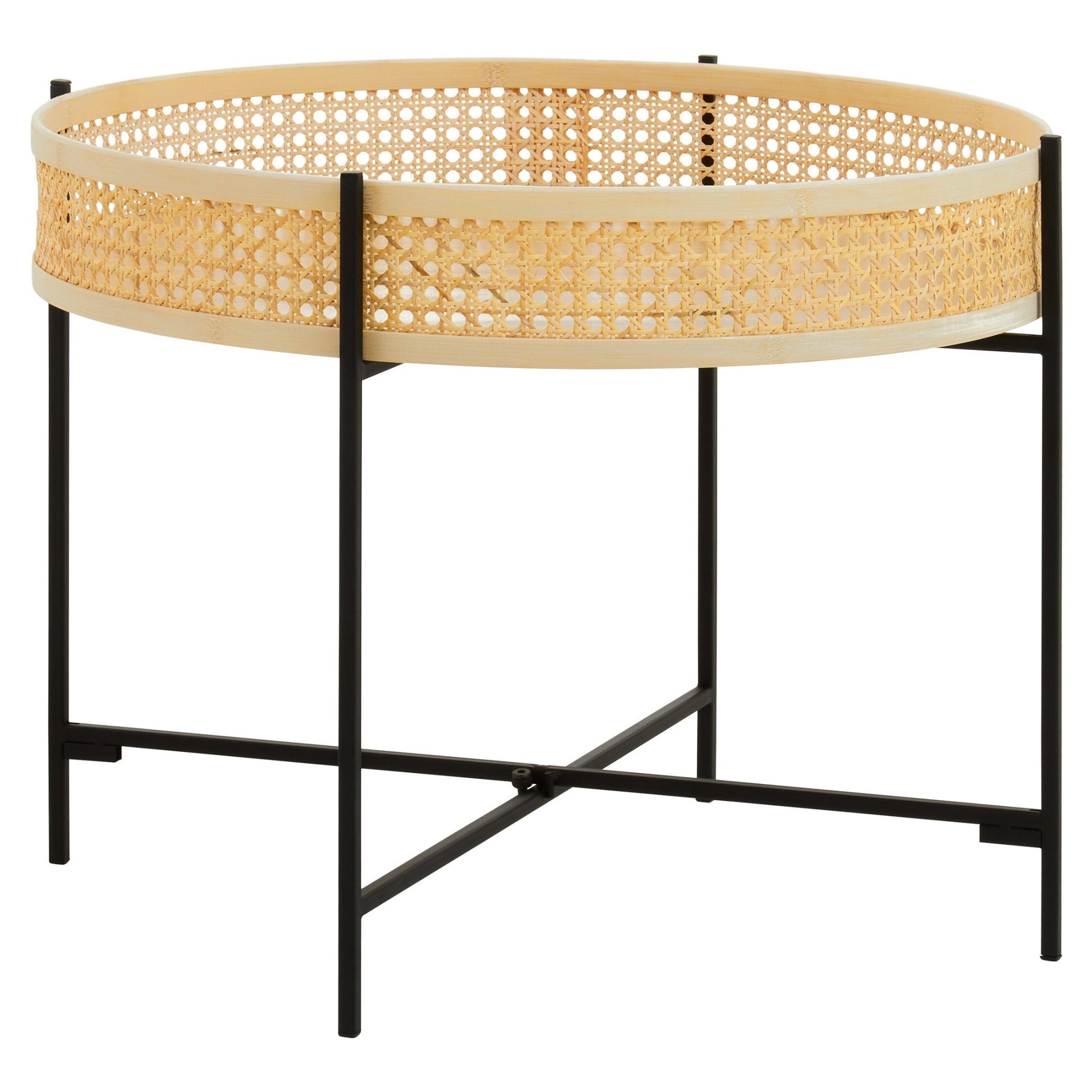 Depok Rattan Coffee Table With Cross Metal Base | Luxury Home Accessories | Heulog Glow