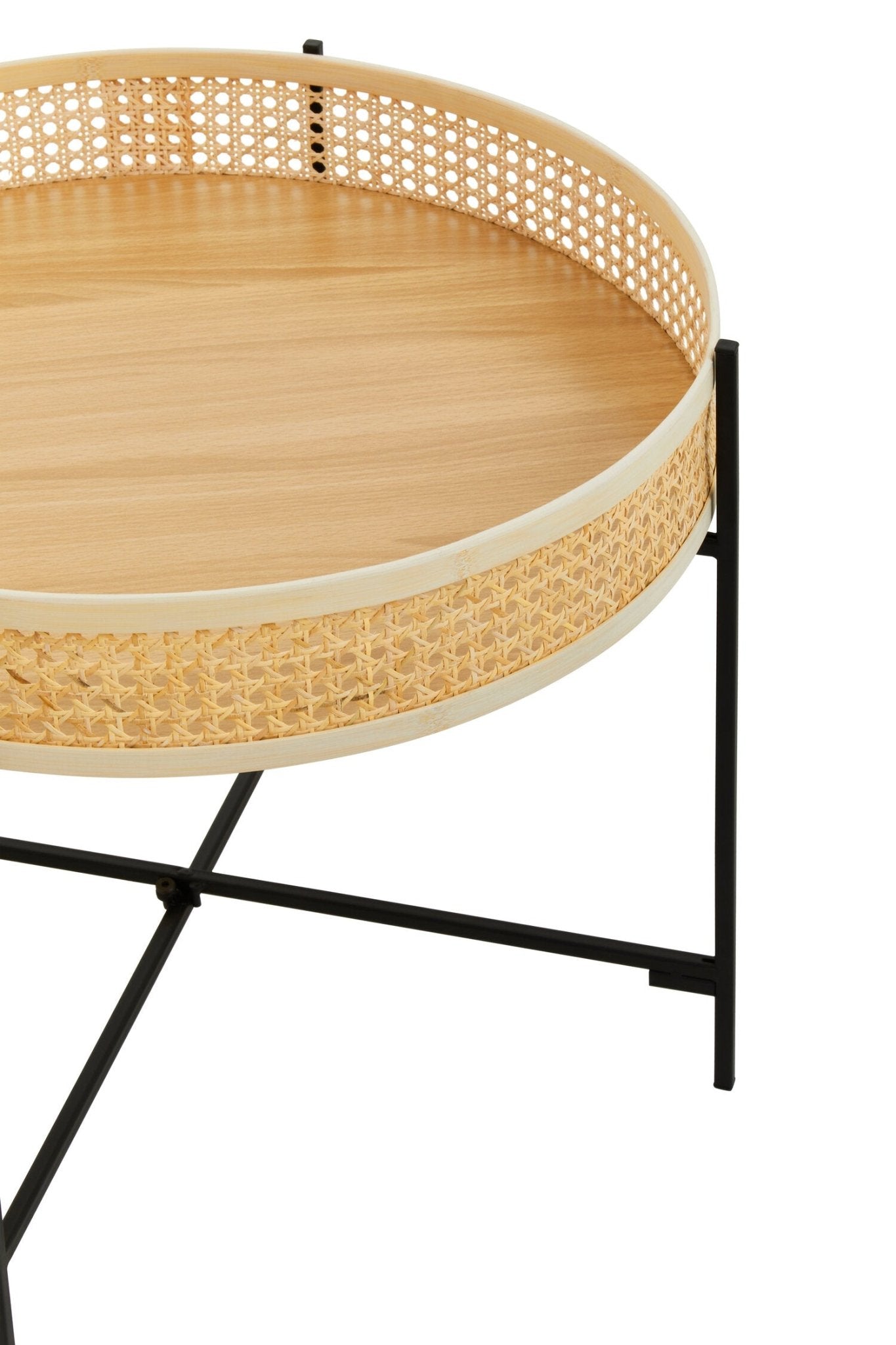 Depok Rattan Coffee Table With Cross Metal Base | Luxury Home Accessories | Heulog Glow