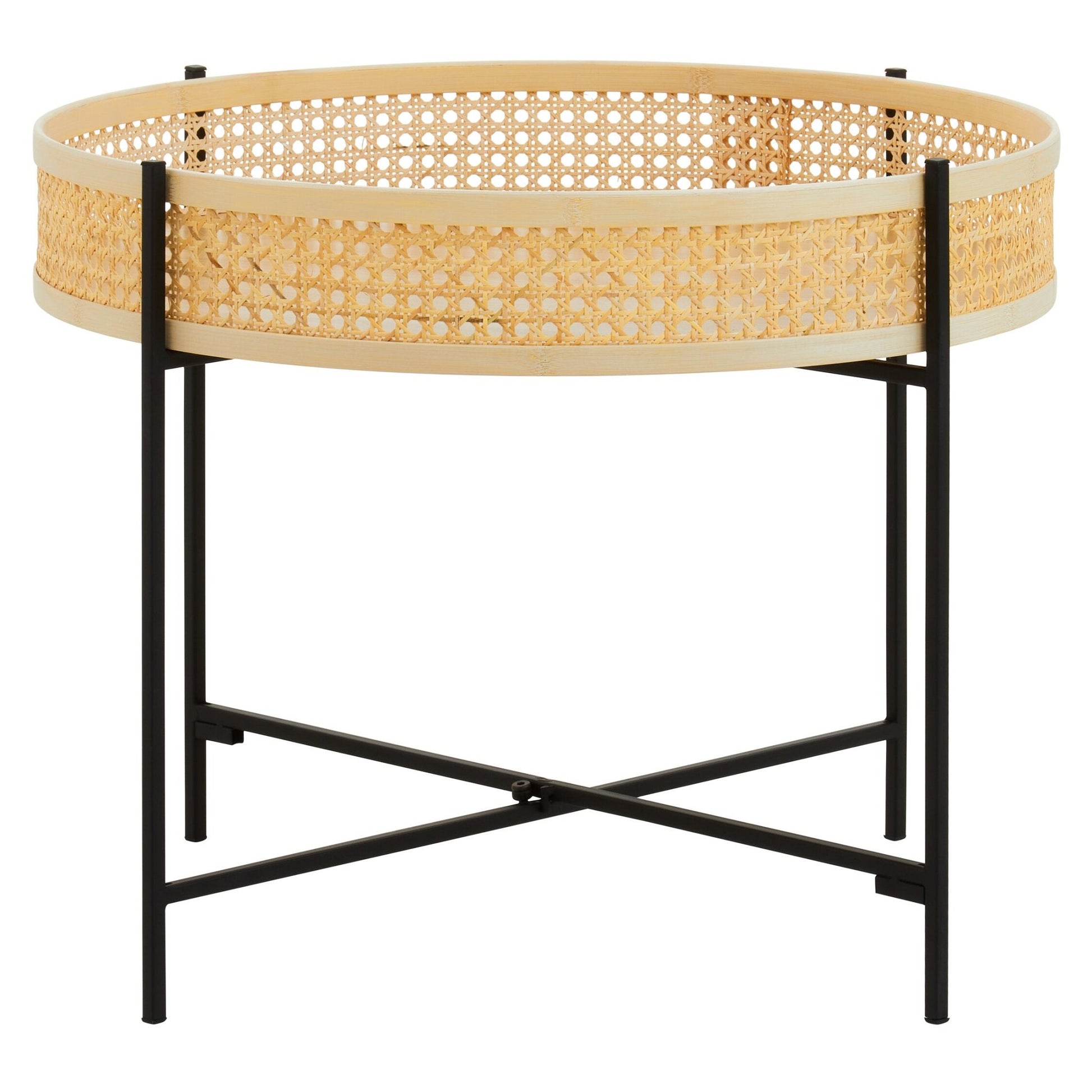 Depok Rattan Coffee Table With Cross Metal Base | Luxury Home Accessories | Heulog Glow