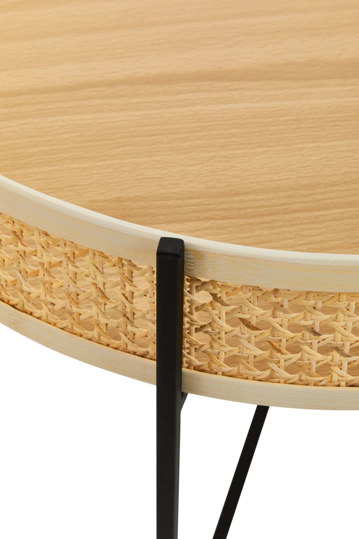 Depok Rattan Coffee Table With Cross Metal Base | Luxury Home Accessories | Heulog Glow