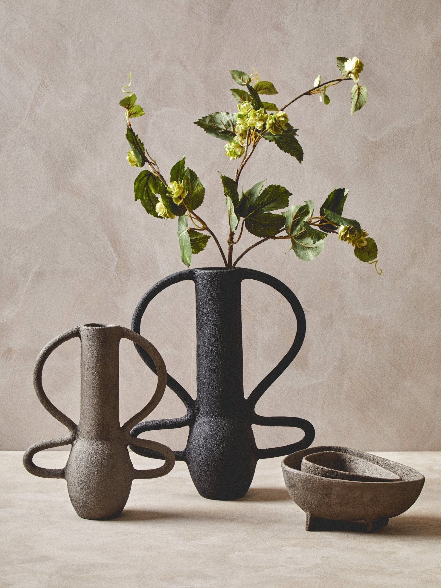 Deriva Small Textured Grey Vase | Luxury Home Accessories | Heulog Glow