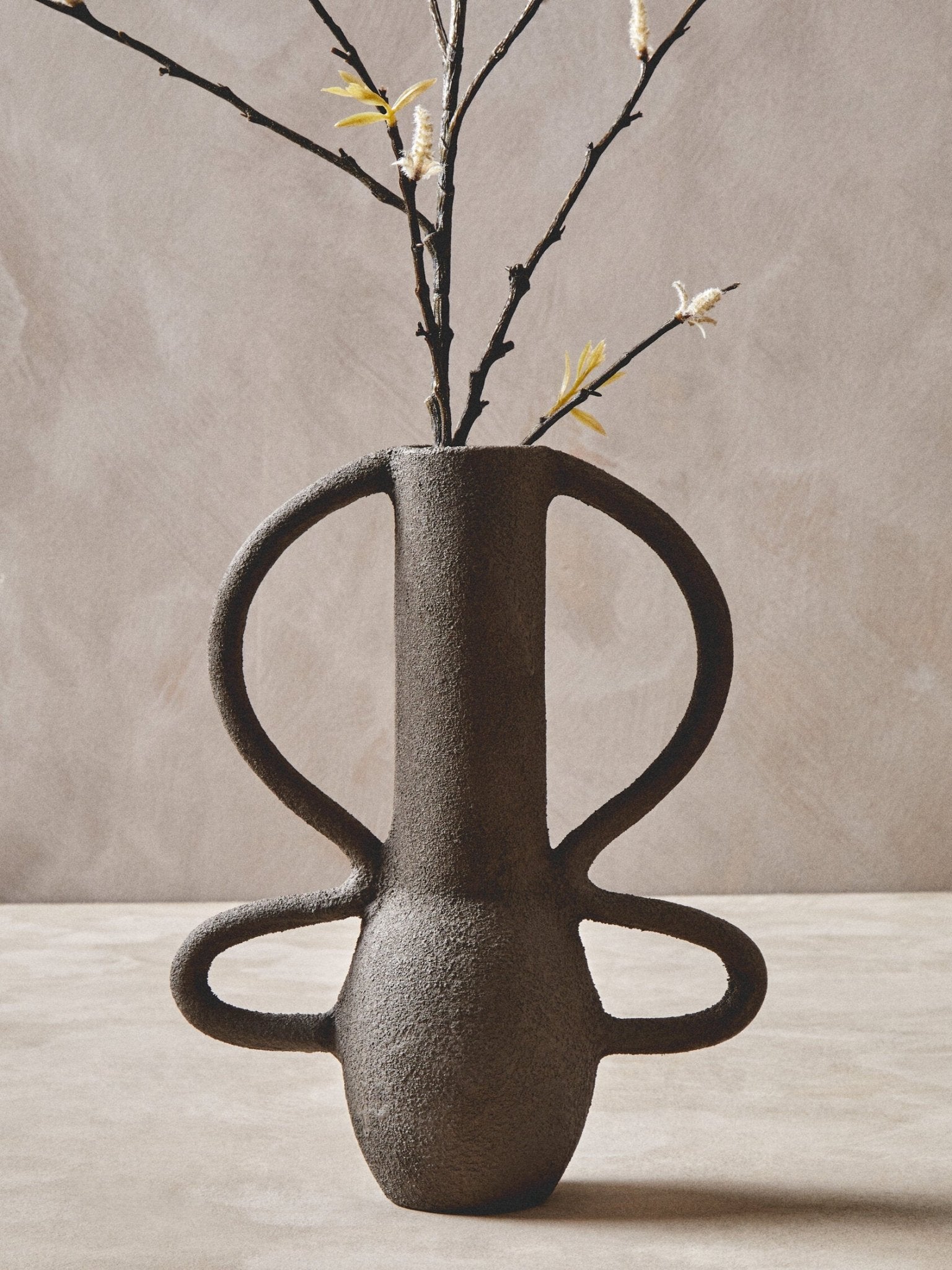 Deriva Small Textured Grey Vase | Luxury Home Accessories | Heulog Glow