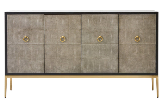 Deruta Grey Shagreen Effect 4 Door Sideboard | Luxury Home Accessories | Heulog Glow