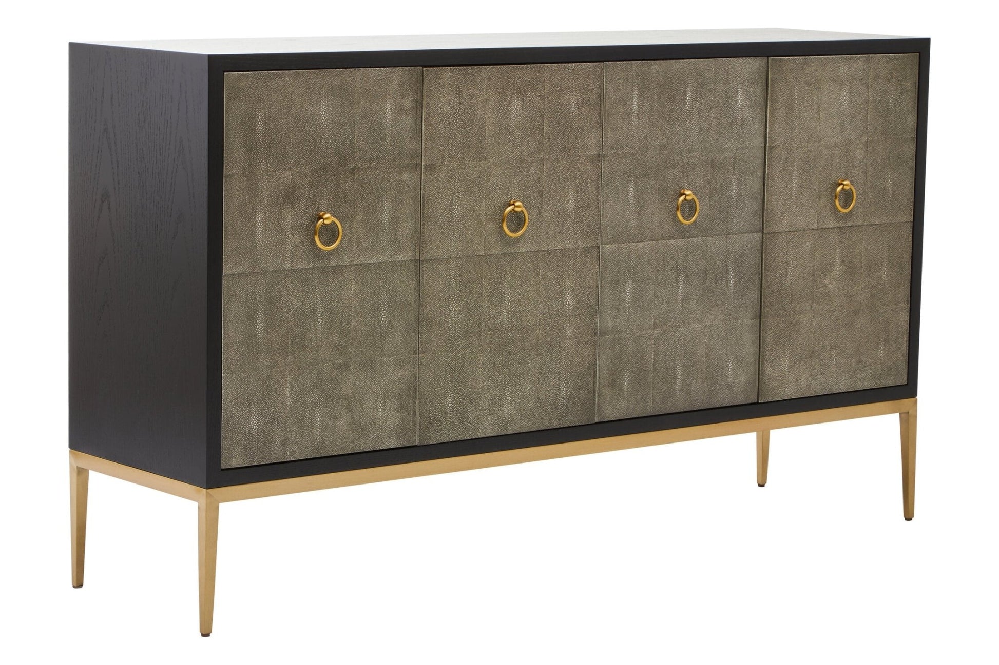 Deruta Grey Shagreen Effect 4 Door Sideboard | Luxury Home Accessories | Heulog Glow