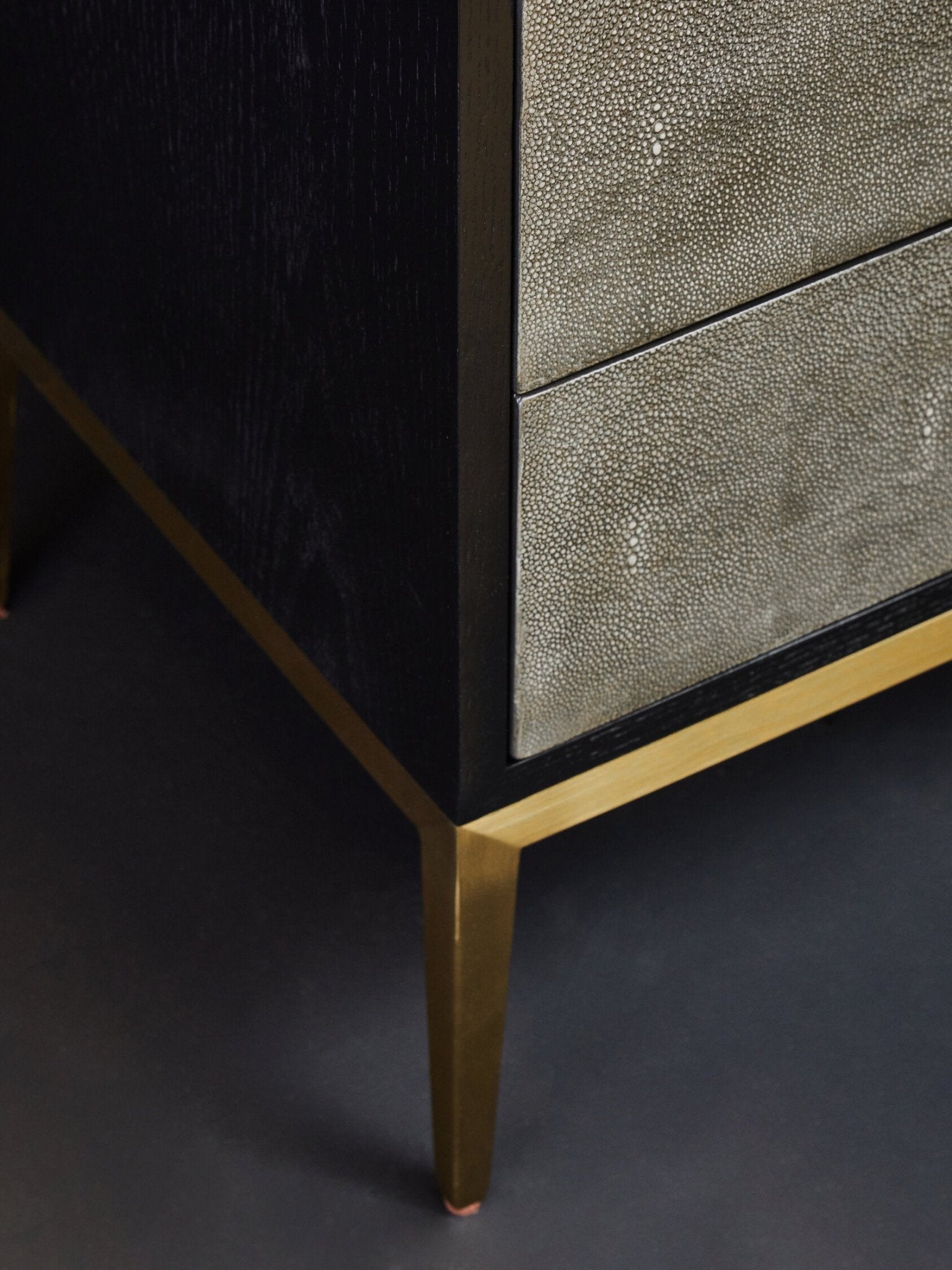 Deruta Two Drawer Grey Shagreen Effect Side Table | Luxury Home Accessories | Heulog Glow