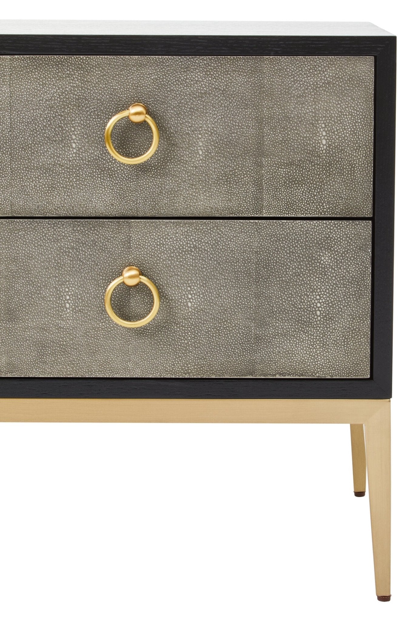 Deruta Two Drawer Grey Shagreen Effect Side Table | Luxury Home Accessories | Heulog Glow