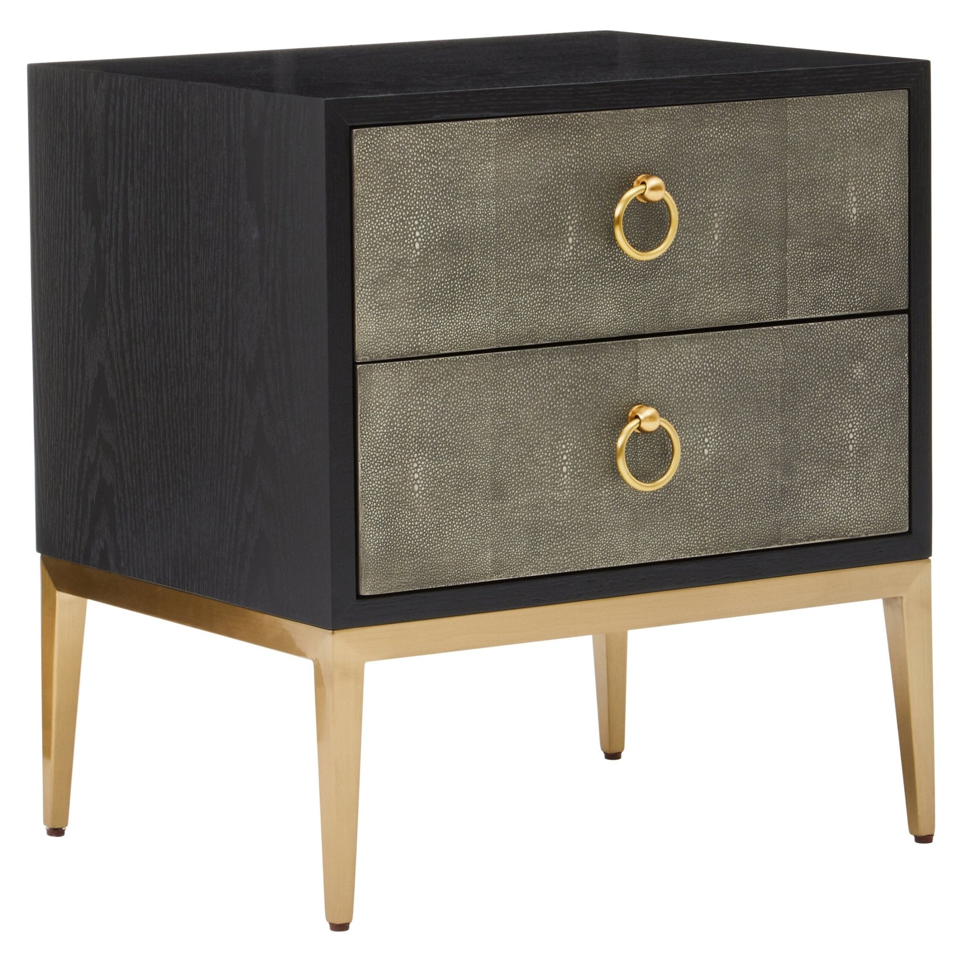 Deruta Two Drawer Grey Shagreen Effect Side Table | Luxury Home Accessories | Heulog Glow