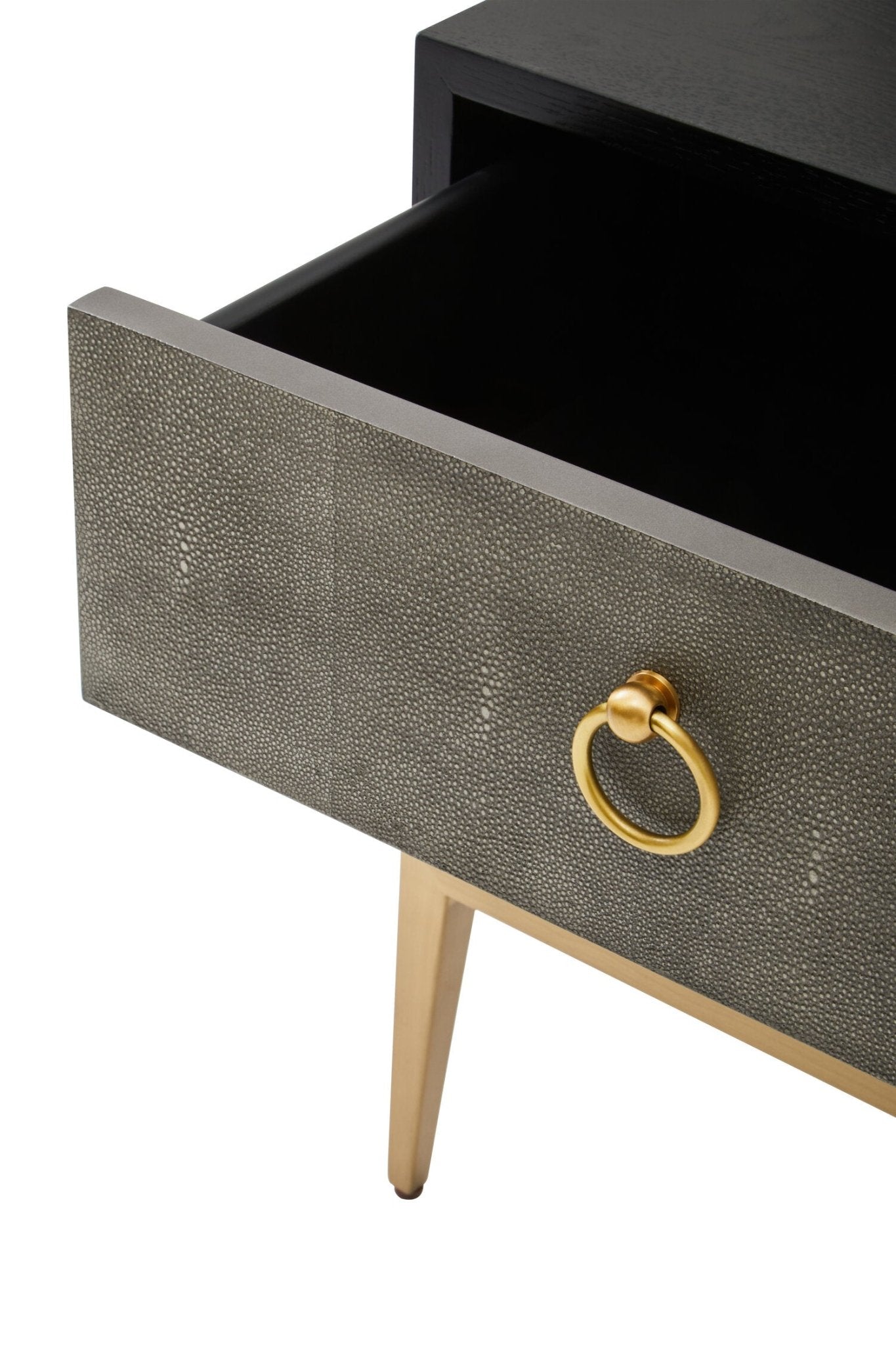 Deruta Two Drawer Grey Shagreen Effect Side Table | Luxury Home Accessories | Heulog Glow