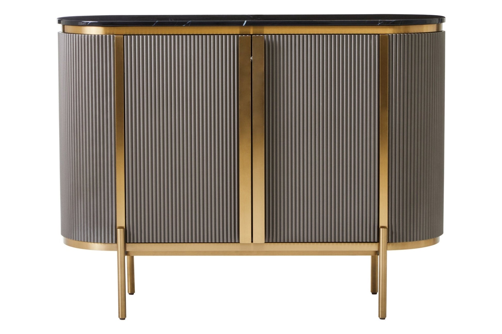 Dervio Grey Two Door Sideboard with Black Marble Top | Luxury Home Accessories | Heulog Glow