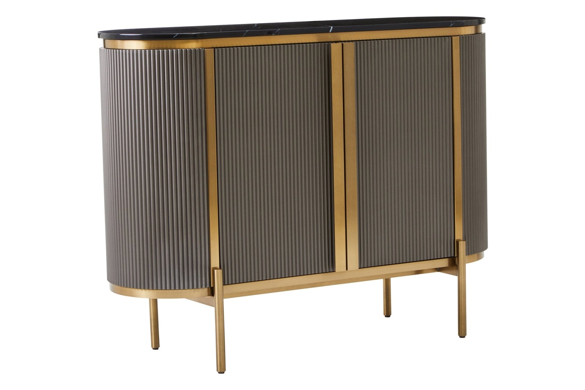 Dervio Grey Two Door Sideboard with Black Marble Top | Luxury Home Accessories | Heulog Glow