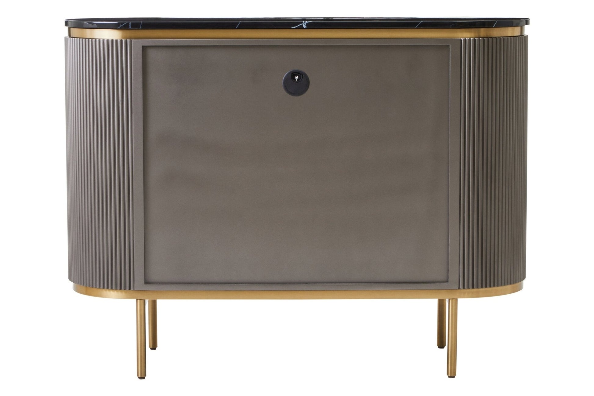 Dervio Grey Two Door Sideboard with Black Marble Top | Luxury Home Accessories | Heulog Glow