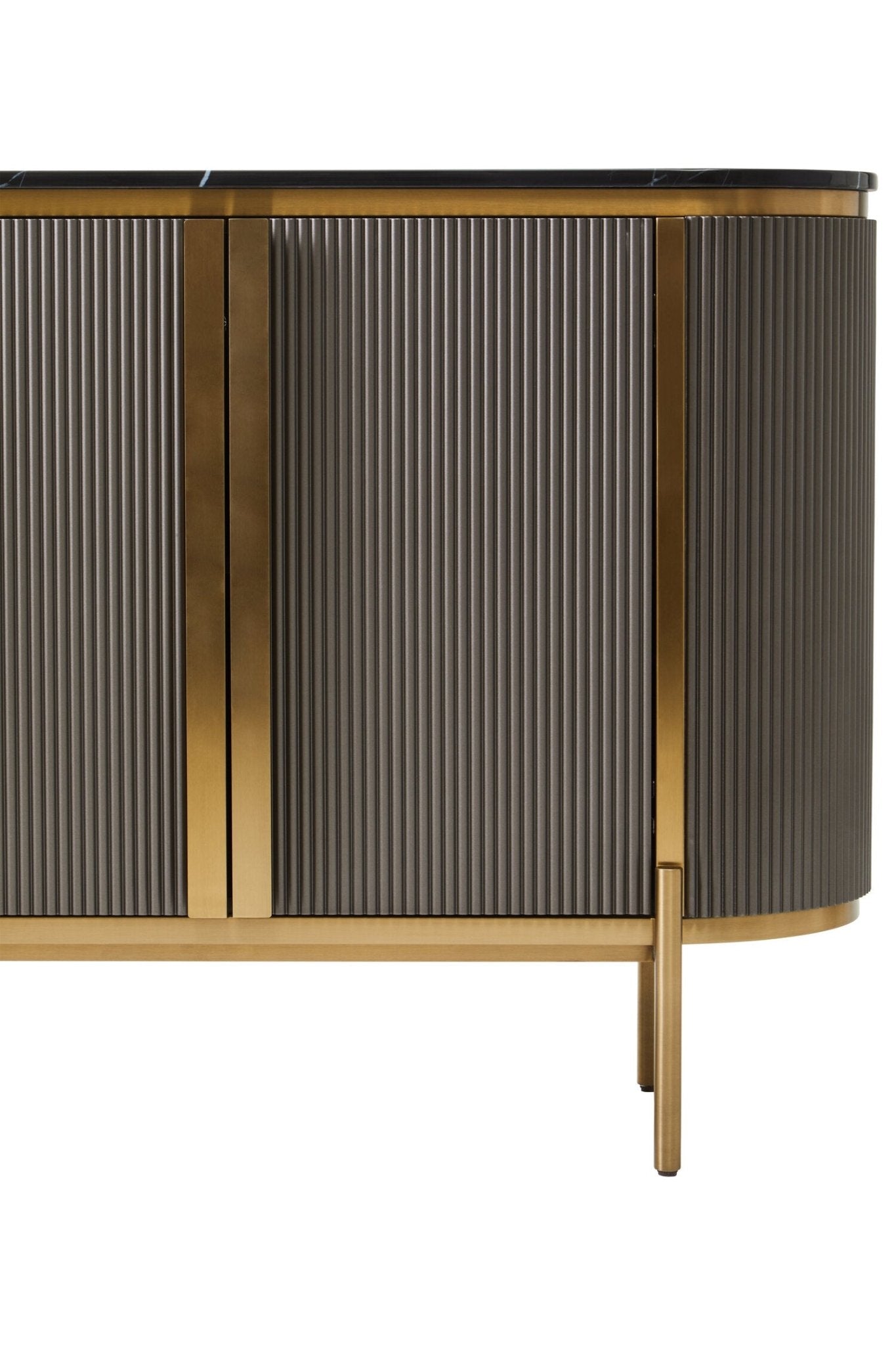 Dervio Grey Two Door Sideboard with Black Marble Top | Luxury Home Accessories | Heulog Glow