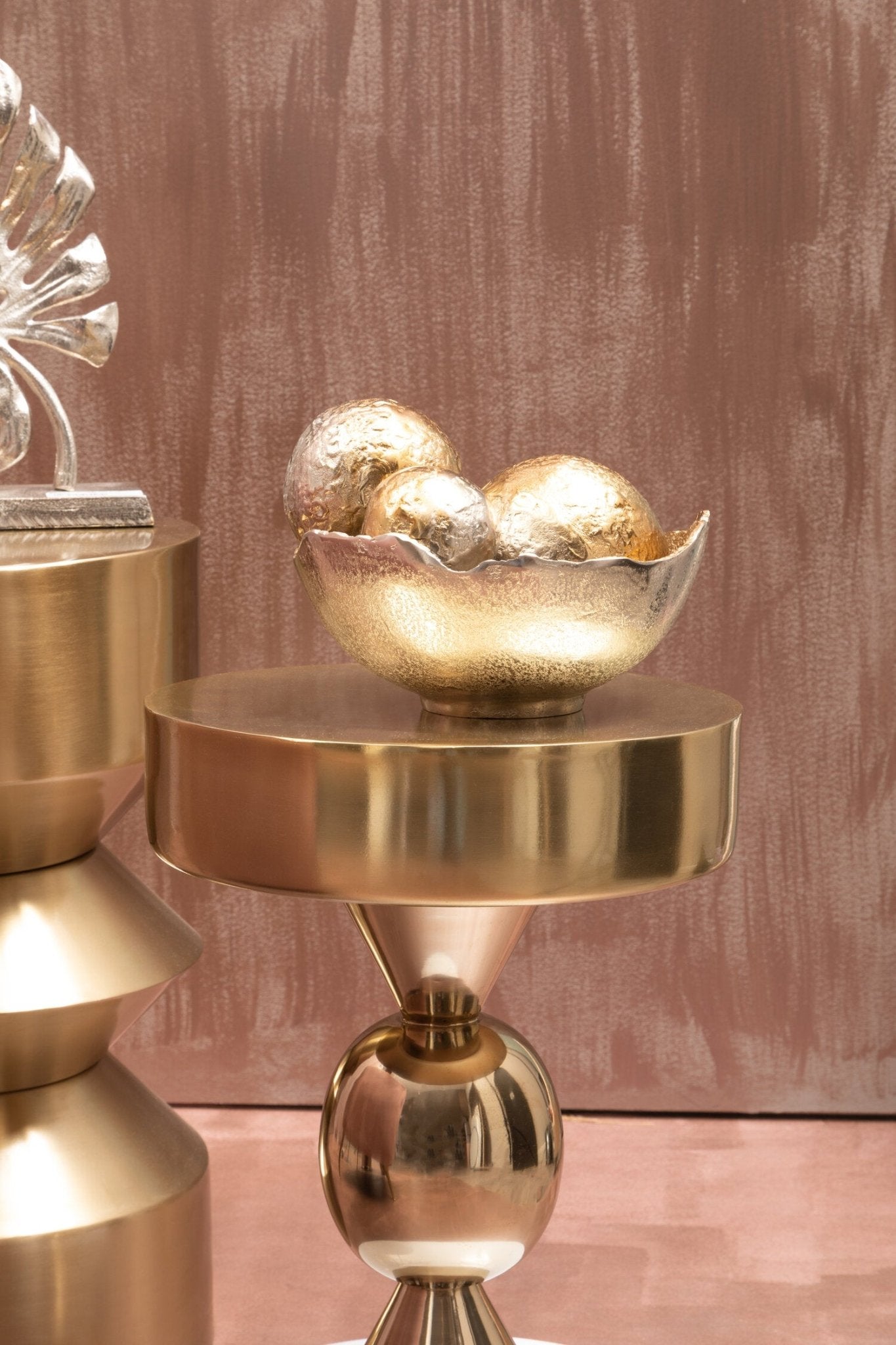 Dion Set of Three Ombre Silver and Gold Finish Deco Balls | Luxury Home Accessories | Heulog Glow