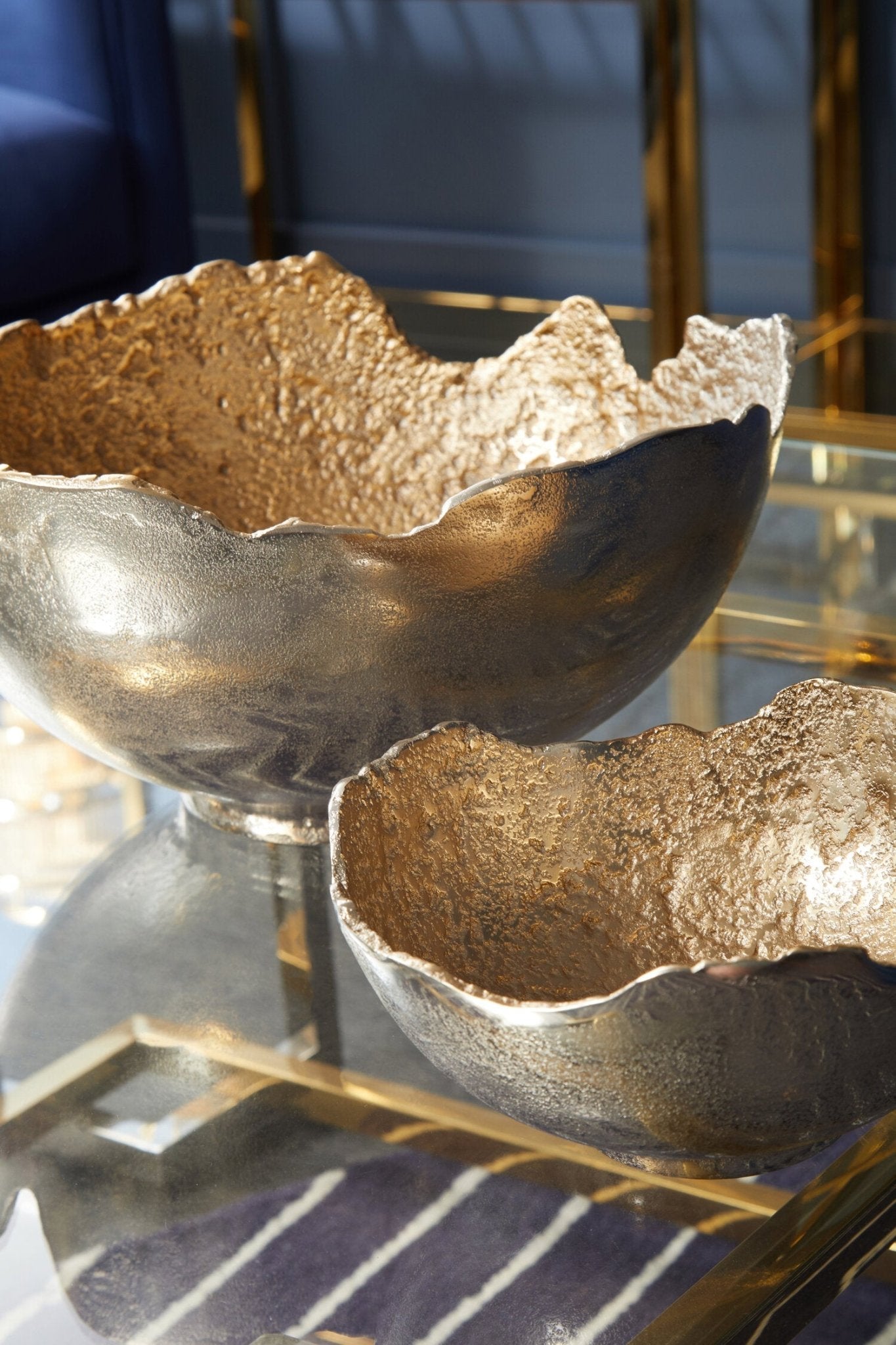Dion Small Nickel and Gold Finish Bowl | Luxury Home Accessories | Heulog Glow
