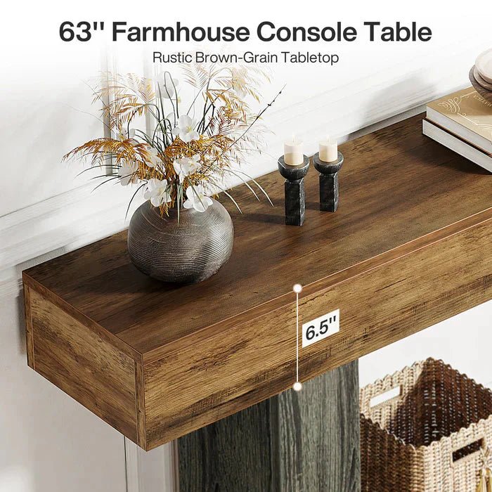 Distressed Wood Console Table 160cm - 2-Tier Sofa & Entry Table | Luxury Home Accessories | Heulog Glow