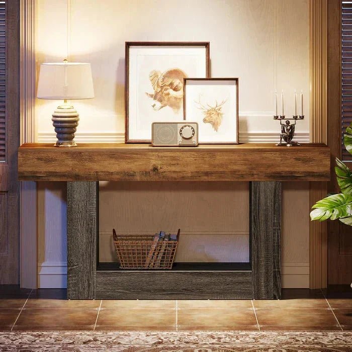 Distressed Wood Console Table 160cm - 2-Tier Sofa & Entry Table | Luxury Home Accessories | Heulog Glow