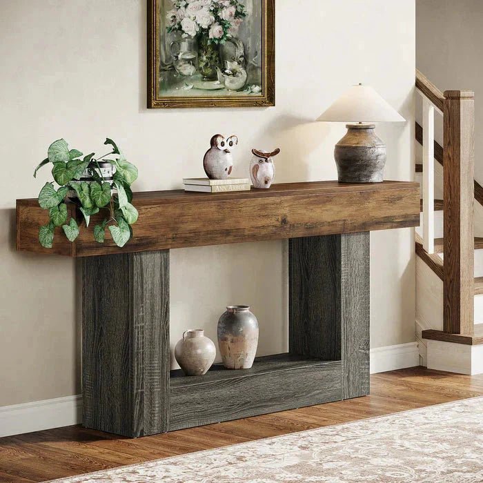 Distressed Wood Console Table 160cm - 2-Tier Sofa & Entry Table | Luxury Home Accessories | Heulog Glow