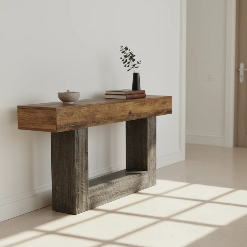 Distressed Wood Console Table 160cm - 2-Tier Sofa & Entry Table | Luxury Home Accessories | Heulog Glow