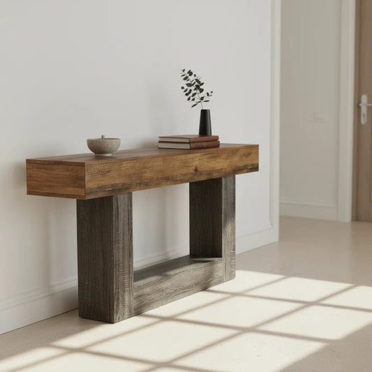 Distressed Wood Console Table 160cm - 2-Tier Sofa & Entry Table | Luxury Home Accessories | Heulog Glow
