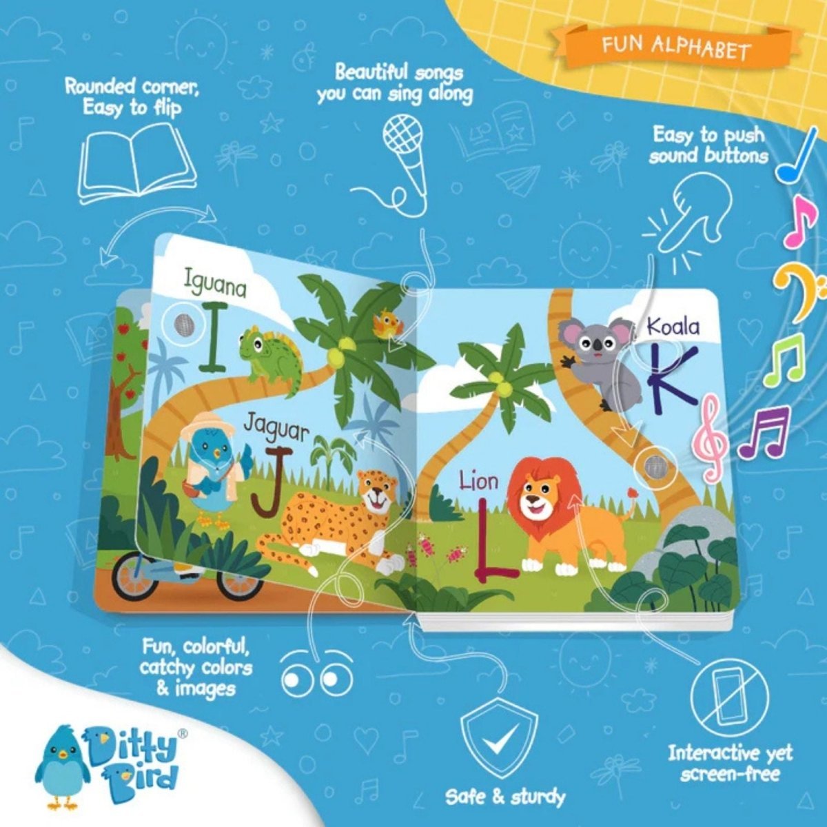 Ditty Bird ABC Fun Alphabet Book | Luxury Home Accessories | Heulog Glow