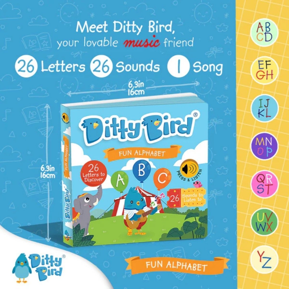 Ditty Bird ABC Fun Alphabet Book | Luxury Home Accessories | Heulog Glow